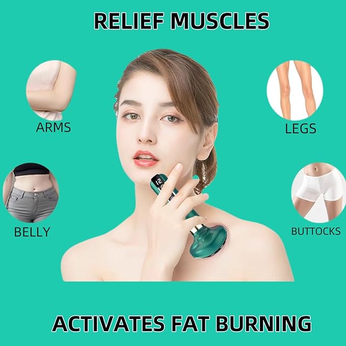 12 Levels Adjustable Handheld Cellulite Massager Charging Heated Guasha Tool Cupping Massage Body Sculpting Machine Cellublast for Cellulite Remover for Body Massager (Green)
