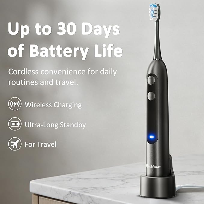 Marchpower 3-in-1 Electric Toothbrush with Water Flosser 3.0 Sonic Toothbrush with Sweeping Oscillation &amp Water Flossing Cordless Portable Flossing Toothbrush Combo for Adults Travel &amp Dail