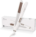 1¼ Inch Titanium Nano Flat Iron Aima Beauty 2 in 1 Hair Straightener with 3D Floating Ceramic Coating Plates for Healthy Styling &amp Thin Hair LCD Temp Display Dual Voltage White