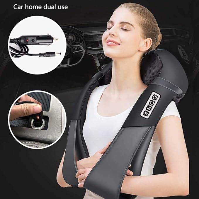 Shiatsu Neck Shoulder Massager Electric Back Massage with Heat Deep Kneading Tissue for Muscles Pain Relief Relax in Car Office and Home