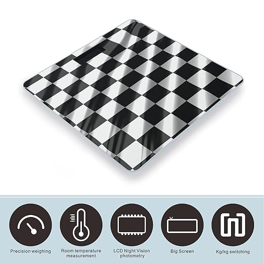 Black White Race Checkered Flag Scale for Body Weight Smart Scales Digital Bathroom Scale High Precision Weighing Scales with Large Display Weighing Machine for People