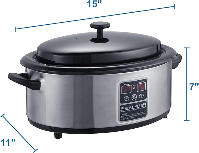 Master Massage 6 Quart LED Hot Stone Warmer with Digital Display– Stainless Steel Hot Stone Heater Portable- Massage Stone Heating Device-Massage Essentials for Massage Therapists