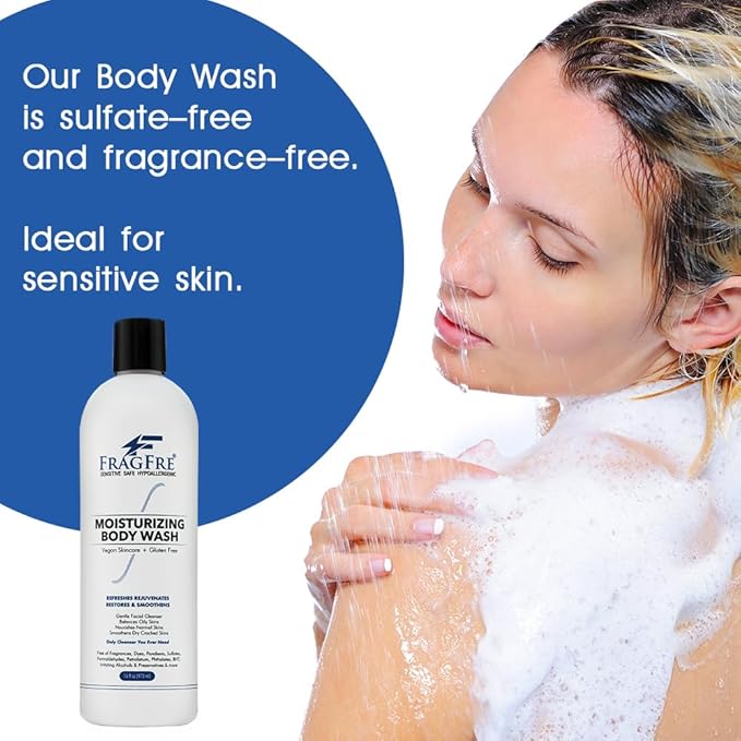 Moisturizing Body Wash 16 oz: Gentle Body and Facial Cleanser - Sulfate-Free No Fragrance - Normal and Sensitive Skins - Vegan Gluten and Cruelty Free - Unscented Hypoallergenic