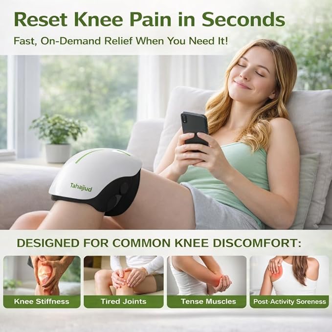 Heated | Massager for Pain Relief | Electric Knee | Therapy Device with Heat | Vibration &amp Adjustable Straps | Knee Pain Relief Massager for Arthritis | Joint Pain | Muscle Recovery