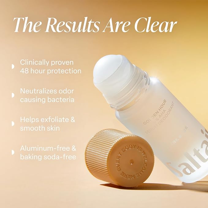 Saltair Serum Deodorant 2 Pack – 5% AHA – Aluminum-Free Odor Control for Women &amp Men – Mandelic Acid Deodorant with Lactic Acid – Golden Hour Scent – 2x 1.7oz Travel Roll On