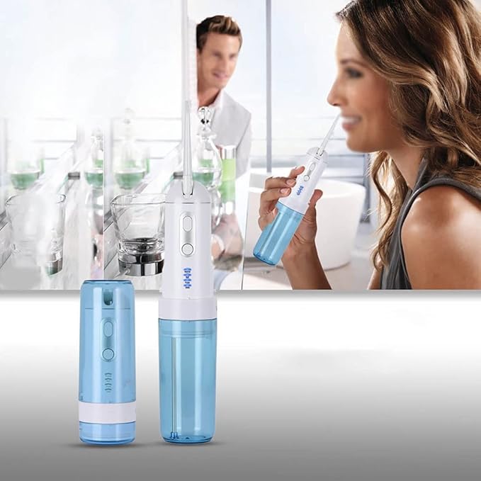 Water Flosser Oral irrigator for Teeth Cleaning 4 Pressure Modes- Rechargeable Oral Irrigator Waterproof Design - with a Powerful Battery for Home&ampTravel (Color : Gray)