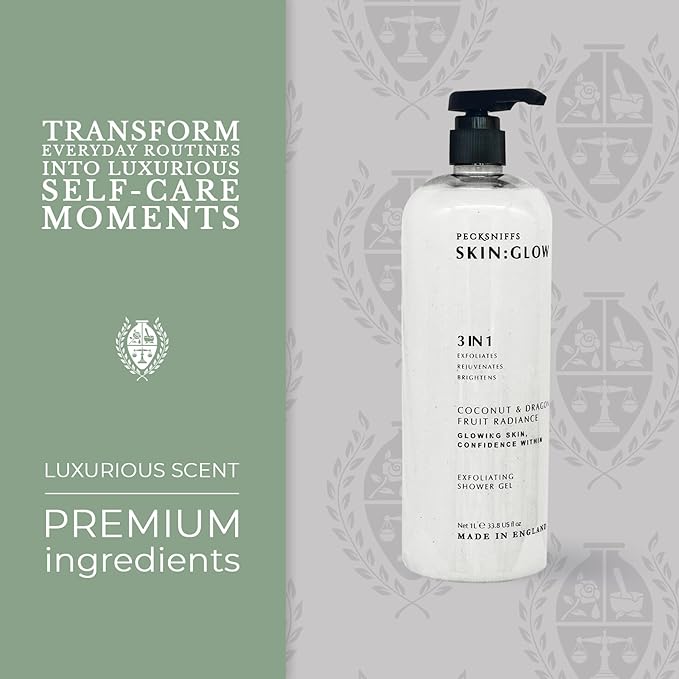 Pecksniff's Coconut &amp Dragon Fruit Radiance Exfoliating Shower Gel | 1000 ml / 33.80 Fl Oz