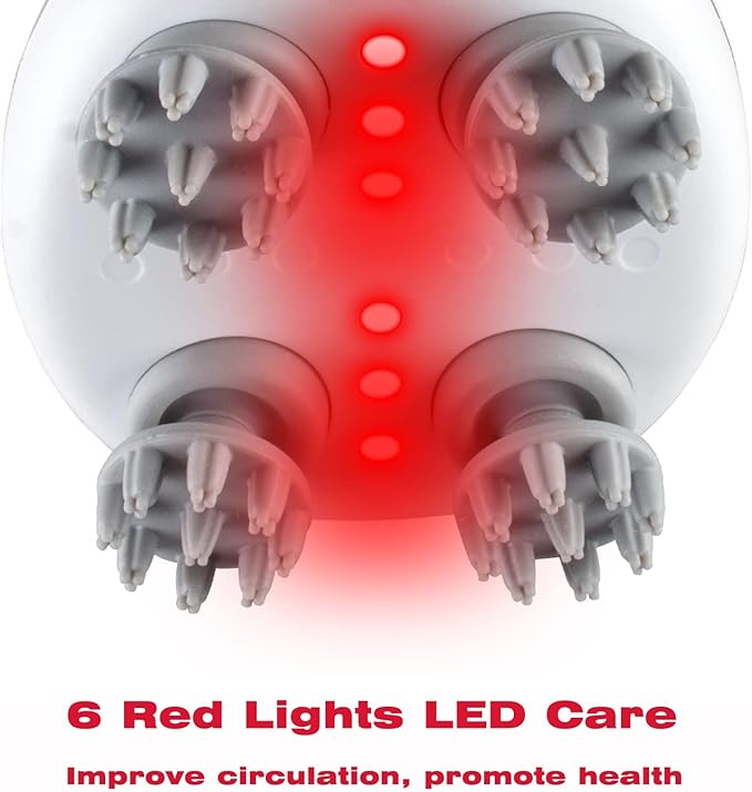 Electric Scalp Massager with red Light TherapyWaterproof Head Massager with 108 nodes4 ModesWireless Charging to Relieve deep Tissue Pressure