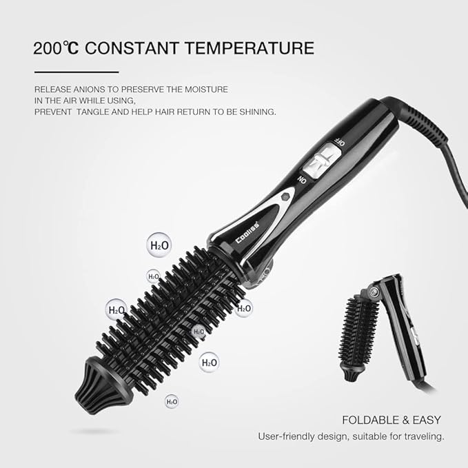 Electric Hair Curler Hot Curler Brush Professional Anti-Scald Instant Heat Up Curling Wands Instant Heat Styling Brush Suitable for All Hair Types (（110-240V）) (Black)
