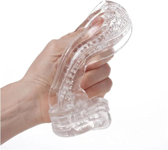 Easy to Clean Men's Relaxation Massager Transparent Silicone Material Relaxes Muscles to Improve Endurance Small and Portable(Orange)