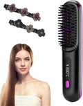 BellaBrush Pro Bella Brush Pro Portable Straightener Brush Heated Hair Comb Hair Straightener Brush Cordless Hair Straightener Brush Portable Brush Straightener for Women(Black)