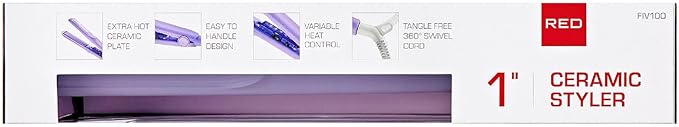 Red by Kiss 1 Ceramic Styler Flat Iron Up to 450 F Variable Heat Settings for Silky Smooth Hair Professional Ceramic Plates Tangle-Free Swivel Cord (Purple)