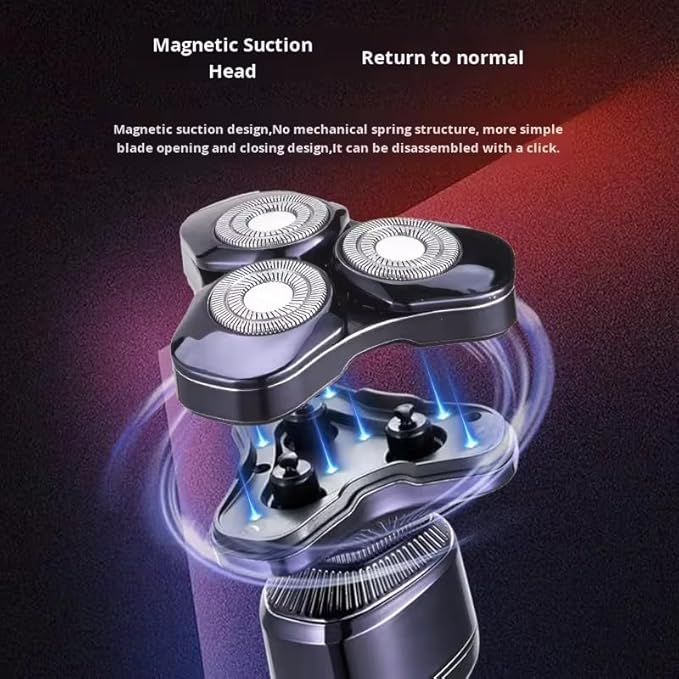 Electric Rotary Shaver for Men 3D Floating Heads Rechargeable Cordless Beard Shaver Waterproof Wet &amp Dry Razor LED Display USB Charging