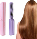 Rechargeable Mini Hair Straightener 2023 New Rechargeable Cordless Hair Straightener Brush Three Temperature Adjustment Straightening Brush 3D Hair Care Comb for Dry and Wet Hair (Pink+Purple)