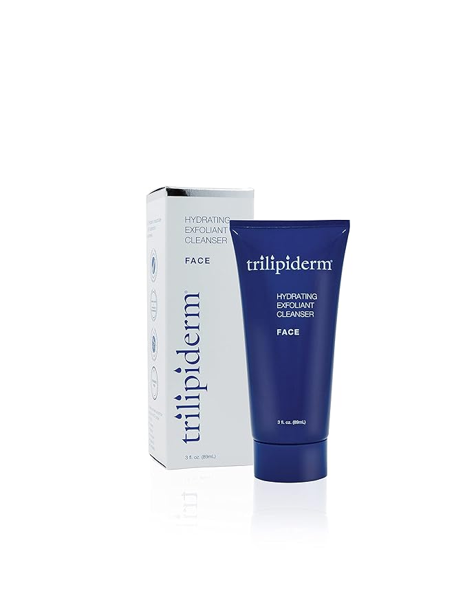 Trilipiderm Hydrating Exfoliant Cleanser – 3-in-1 Face Cleanser Scrub &amp Hydrator Fragrance-Free Daily Facial Cleanser Travel Size 3 Ounce Tube
