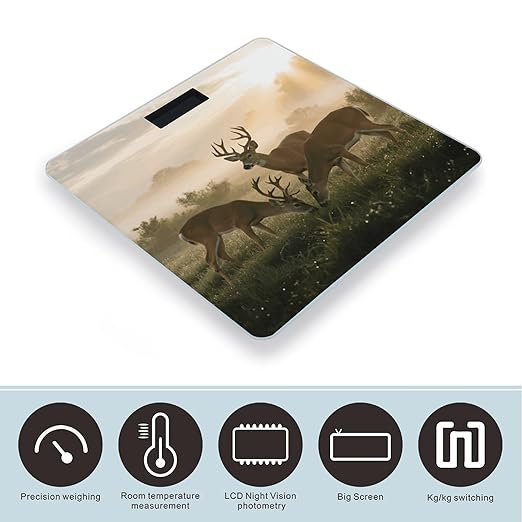 Deer Grass Hunting Scale for Body Weight Sturdy Tempered Glass Weighing Scales with LCD Display Accurate Digital Bathroom Scale Convenient Body Fat Smart Scales Easy Read