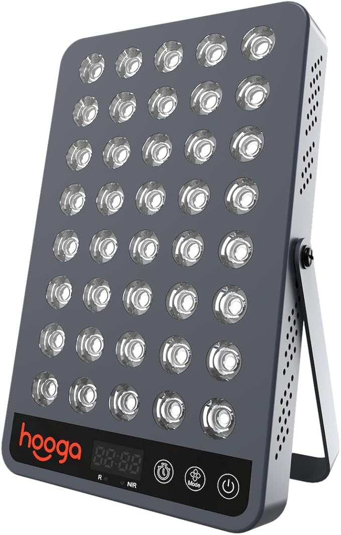 Hooga Red Light Therapy Panel Device – 660nm Red &amp 850nm Near Infrared Light Therapy LED Light Therapy Lamp for Face &amp Body 40 LEDs Timer Adjustable Stand – HG200