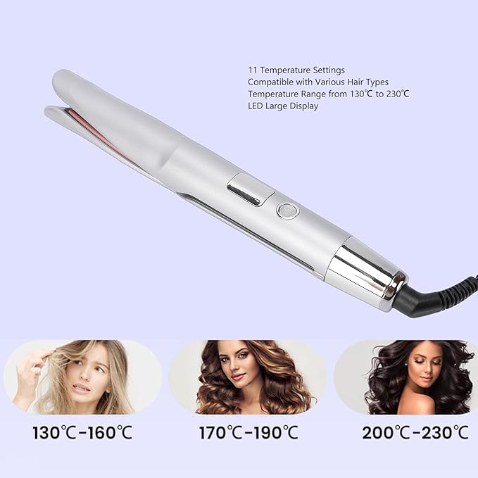 KENANLAN Twist Flat Iron Hair Straightener2-in-1 Hair Straightener and Curler with Swivel Cord LED Display11 Temp Settings Adjust Temp 130-230℃ for All Hair Types