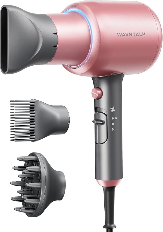 Wavytalk 3 in 1 Curling Wand Set and Blown Away Ionic Hair Dryer for Curly Hair with Diffuser