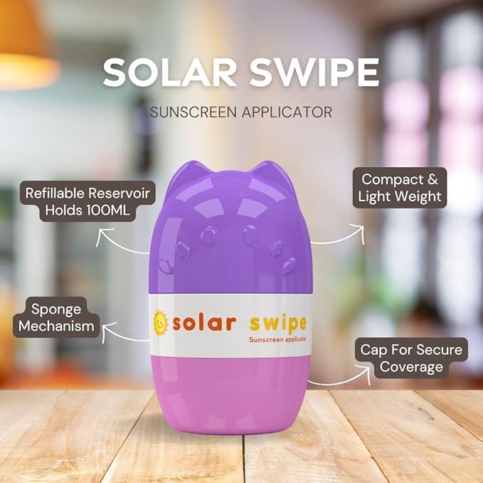 Sunscreen Applicator - Refillable Roll On for Kids &amp Adults Mess-Free Sunscreen Roller &amp Sponge Dispenser Portable Sun Protection Ideal for Travel &amp Outdoor Use (Purple Pink 2 pack)