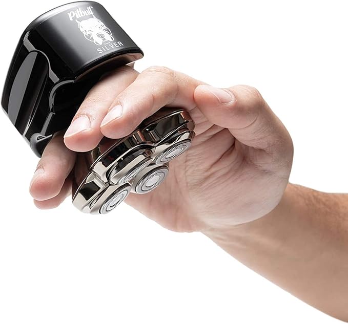 Skull Shaver Pitbull Silver PRO Along with 3 Head Replacement Blade Male Grooming Kit