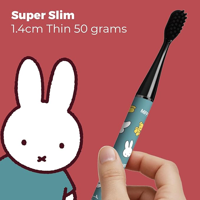MIPOW Miffy BrushGo i4 Slim Electric Toothbrush Sonic Vibration Rechargeable Magnetic Travel Case &amp Ceramic Holder Dock 60Day Long Battery Soft Bristles 2Heads IPX7 Waterproof (Blue)