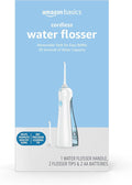 Amazon Basics HydroClean Portable Cordless Water Flosser for Teeth and Gums 2 Pressure Tips Removable Tank 30 Seconds Water Capacity 2 AA Batteries Included