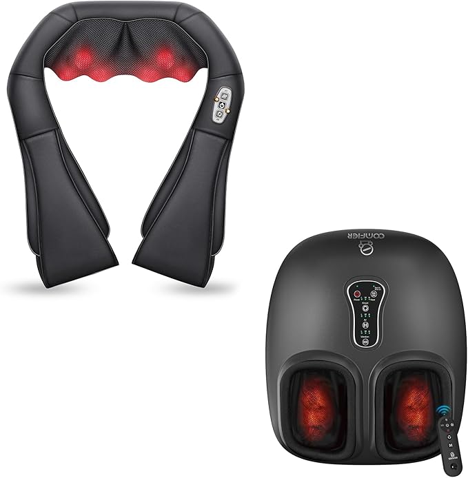 COMFIER Shiatsu Neck and Shoulder Massager &amp Upgrade Foot Massager