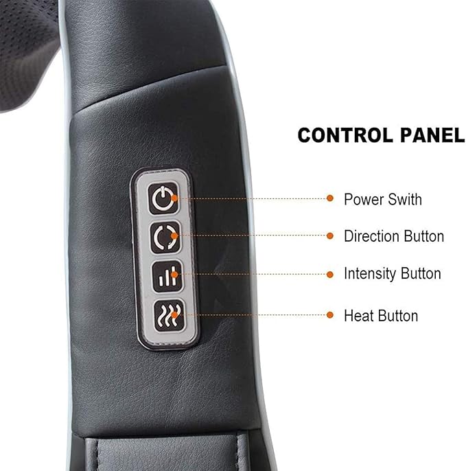 Neck and Back Massager with Heat Electric Shoulder Massagers Deep Tissue Kneading Massage with Longer Strap for Muscles Pain Relief