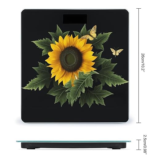 Weed with Sunflower Weight Scale Digital Electronic Scales Bathroom Scale Larg LCD Backlight Display High Precision MeasurementsTempered Glass