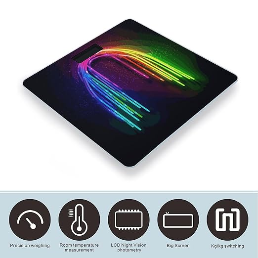 Digital Bathroom Scale for Body Weight Scale with Bright LCD Display High Accuracy Step-On Technology Auto On/Off Rainbow Neon Digital Scales 400 Lbs /180kg