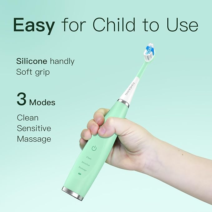 Kids Electric Toothbrushes 2 Pack Smart Sonic Toothbrush for Boys and Girls 3 4 5 6 7 8 9 10 11 12 (Blue+Mint 2 Pack)