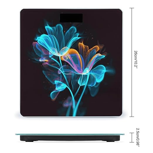 Neon Flowers Weight Scale Digital Electronic Scales Bathroom Scale Larg LCD Backlight Display High Precision MeasurementsTempered Glass