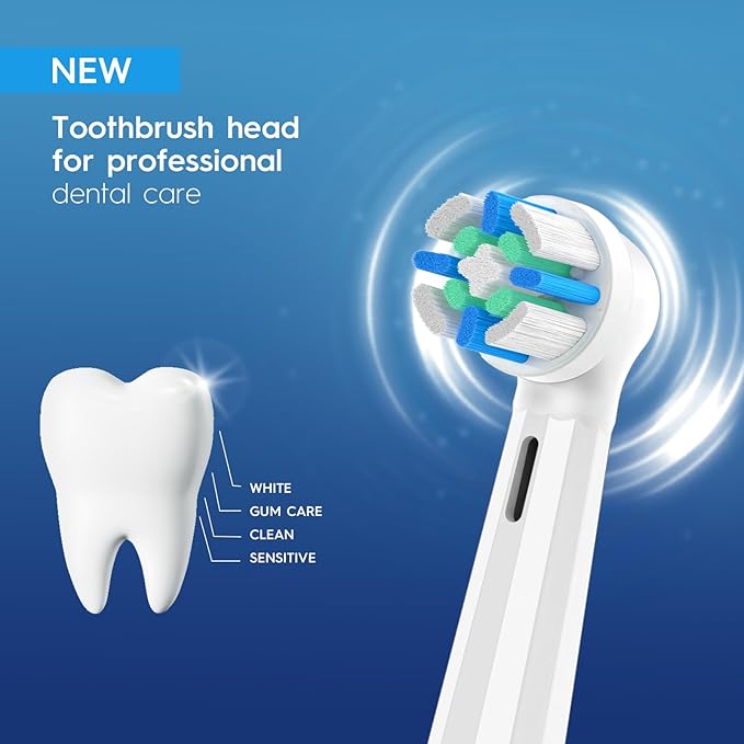 6 Pack Replacement Heads with Medium Soft Bristles Compatible with Oral b IO 2/3/4/5/6/7/8/9/10 Series Electric Toothbrush IO Brush Heads Compatible with Oral b (White)