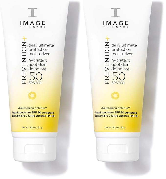 IMAGE Skincare PREVENTION+ Daily Ultimate Protection MoisturizerSPF 50 Face Sunscreen LotionZinc OxideBlendable with No White Cast3.2 oz(Pack of 2)