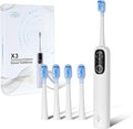 Rechargeable Travel Electric Toothbrush Oscillation and Vibration 60° Wide Angle Vibration 1500mAh Battery 4 Brush Heads IPX7 Waterproof Type-C Fast Charging - 5 Modes with Smart Timer