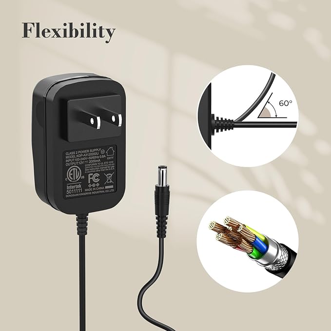 Foot Massager 12V 2.0A DC Adapter Power Cord