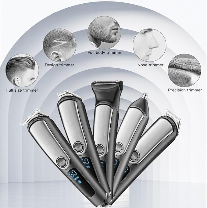 Hair Clippers for Men 5 in 1 Adjustable Hair Beard Trimmer for Men Body Groomer Electirc Shaver Facial Nose Ear Trimmer Eyebrow Rechargeable