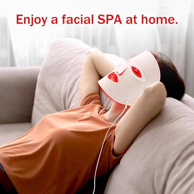 Red Light Therapy Mask Red Light Therapy for Face 7 Colors LED Facial Mask for Wrinkle Remove &amp Anti Aging Skin Care Home Travel UsePink (Upgraded Version)