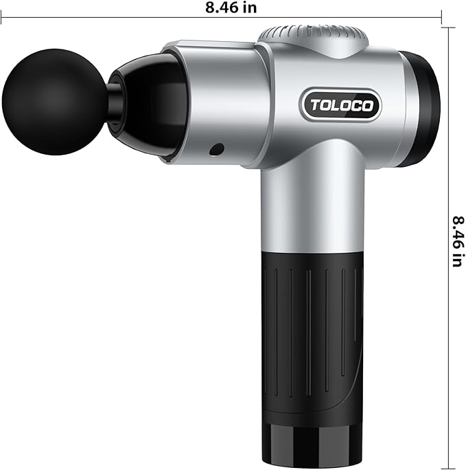 TOLOCO Massage Gun Muscle Massage Gun Deep Tissue for Athletes with 10 Massage Heads Electric Percussion Massager for Any Pain Relief Valentines Day Gifts for Him Her Silver