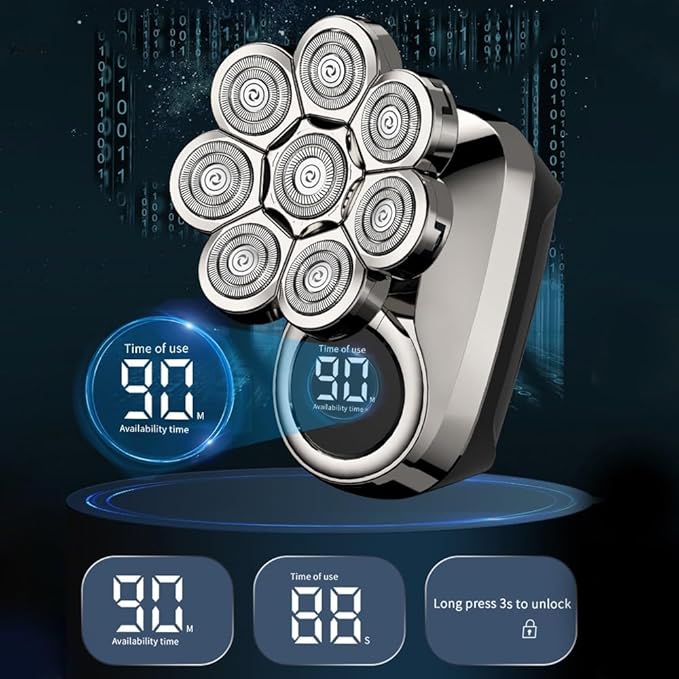 Head Shavers for Bald Men 6 in 1 Electric Razor Men Grooming Kit Wet Dry Electric Shaver LCD Display Beard Hair Trimmer Rechargeable Bald Head Shaving Machine