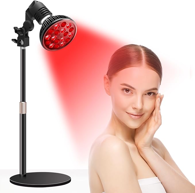 Red Light Therapy Lamp with 16.5 inch Adjustable Stand 660nm Red Light and 850nm Near Infrared Light Combo for Face and Body Use