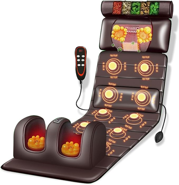 Massage Mat with Heat 10 Vibrating Nodes Massage Mat Full Body Back Massagers with Adjustable Pillows Heating Padsfor Neck and Back Muscle