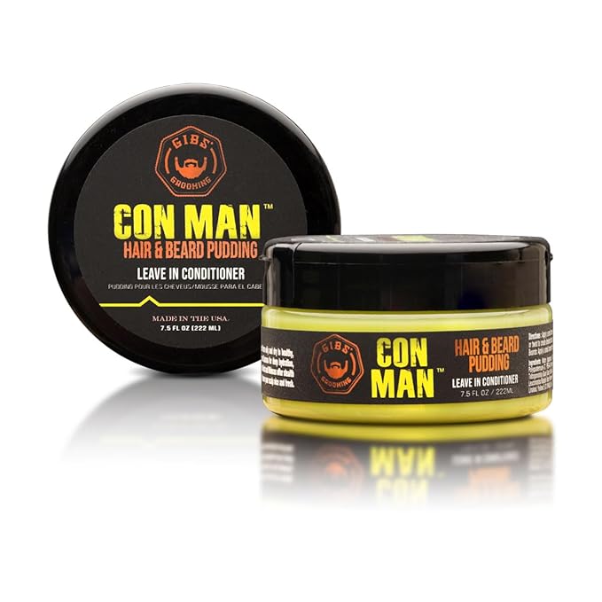 GIBS Con Man Hair &amp Beard Pudding - Leave-In Conditioner Curl DefinerGreen 7.5 Fl oz
