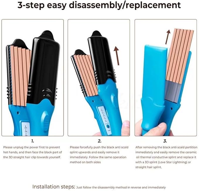 Hair Straightener and 3D Picture Printable Iron - Comes with 5 Different Plates in 3 Fun Shapes. A Perfect perm Tool for Artistic Hairstyles or Festive Fun Hairstyles That add Volume. (Purple)