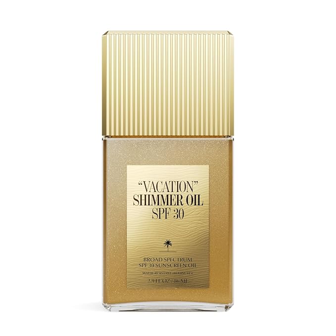 VACATION Shimmer Oil SPF 30 by Vacation Shimmering Body Sunscreen Water-Resistant Enhances All Skin Tones Dermatologist-Tested Vegan Travel Size 2.9 Fl. Oz.