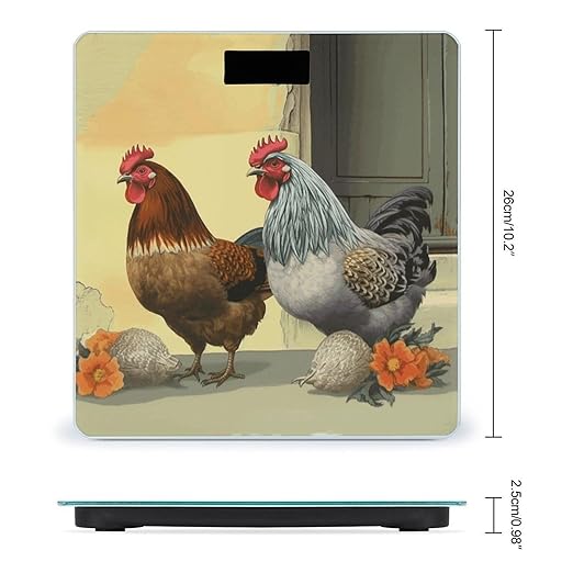 Italian Chickens Bathroom Scale for Body Weight Bathroom Weighing Scale with Backlit LCD Display Highly Accurate Measures Weight Up to 180kg