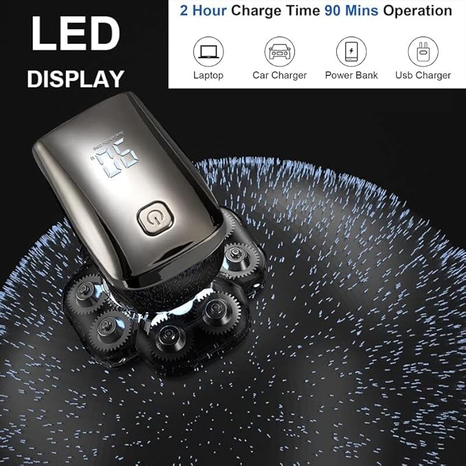 Head Shavers for Bald Men 9D Shaver for Bald Men 6-in-1 with Nose/Body Trimmer Floating Head Electric Shaver Wet/Dry LED Display Mens Grooming Kit