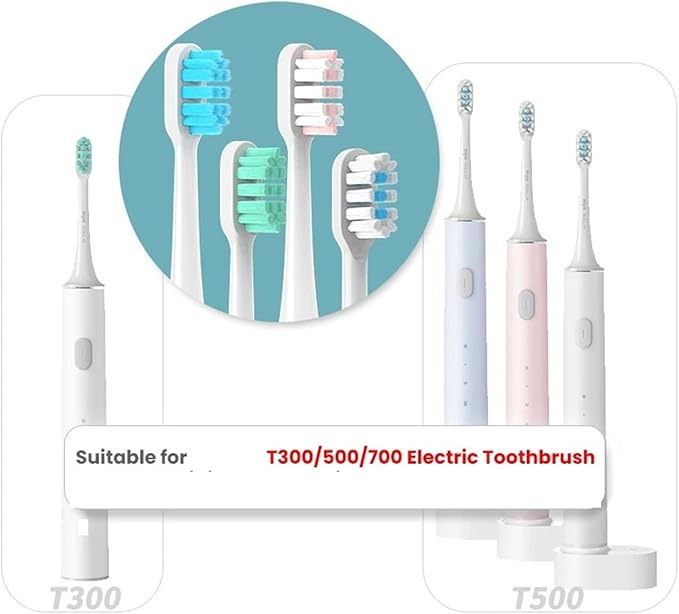 10pcs Replacement Brush Heads Compatible for T300/T500/T700 Electric Toothbrush Soft Bristle Nozzles with Caps Vacuum