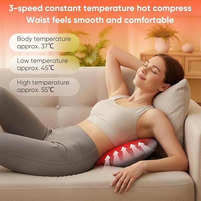 3-in-1 Electric Back Massager with Vibration &amp Traction: Smooth Spine Triple Fusion Back Massager Pillow - Stress Relief for Home Office and Travel (Dark Gray)